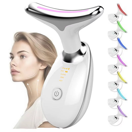 LED Facial and Neck Massager with Three Light Modes for Skin Tightening - Available in 3 or 7 Color Options