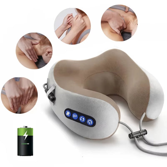 Multifunctional Portable U-Shaped Electric Neck and Shoulder Massager Pillow for Home and Travel Relaxation