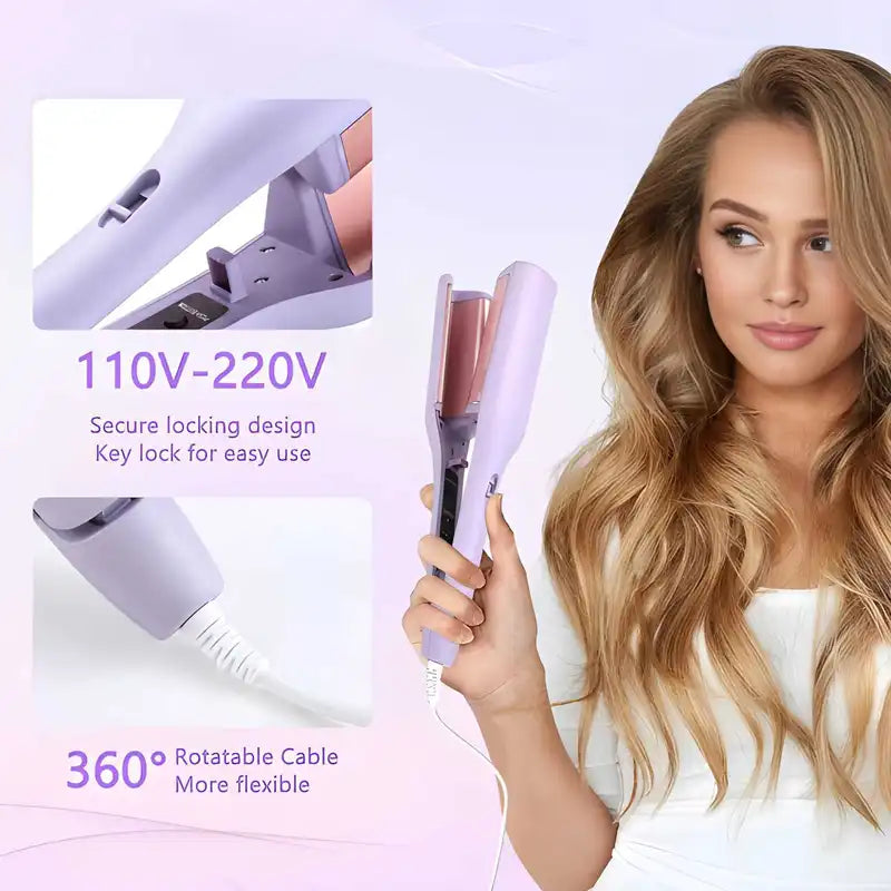 French Egg Roll Curling Iron 32mm – Get Effortless, Bouncy Waves with Shine