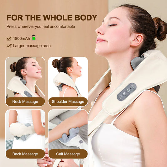 Wireless Neck and Shoulder Shiatsu Massager for Relaxation and Relief