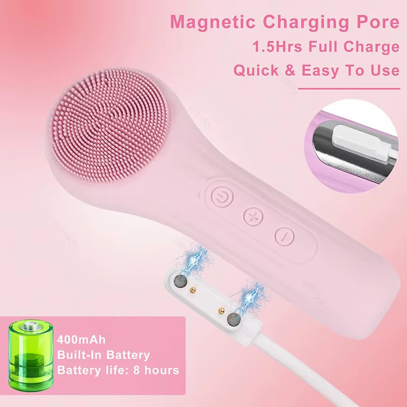 Sonic Facial Cleansing Brush – Waterproof Rechargeable Silicone Device