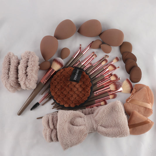 56-Piece Makeup Brush Set (Chocolate) – Complete Professional Face & Eye Kit
