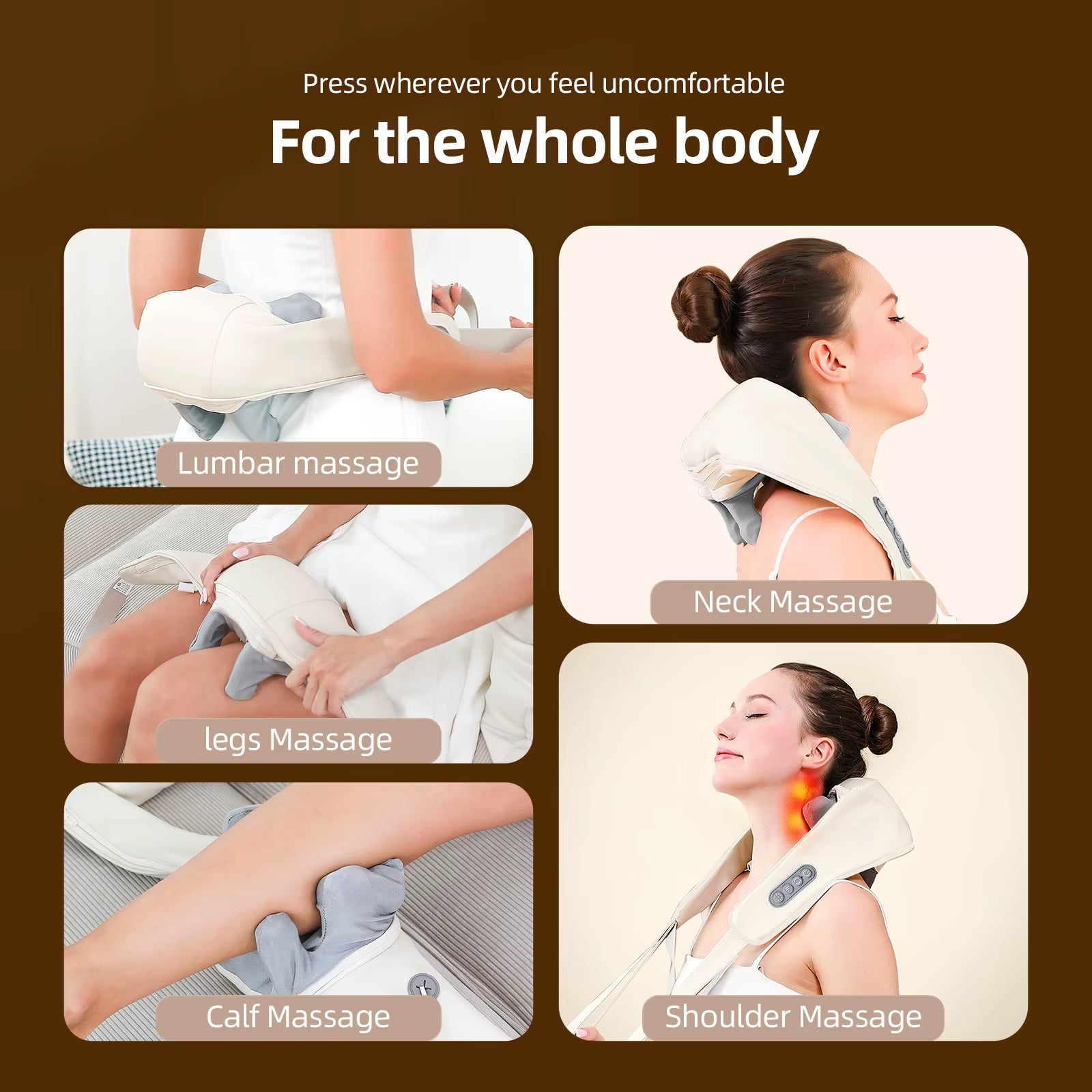 Wireless Neck and Shoulder Shiatsu Massager for Relaxation and Relief
