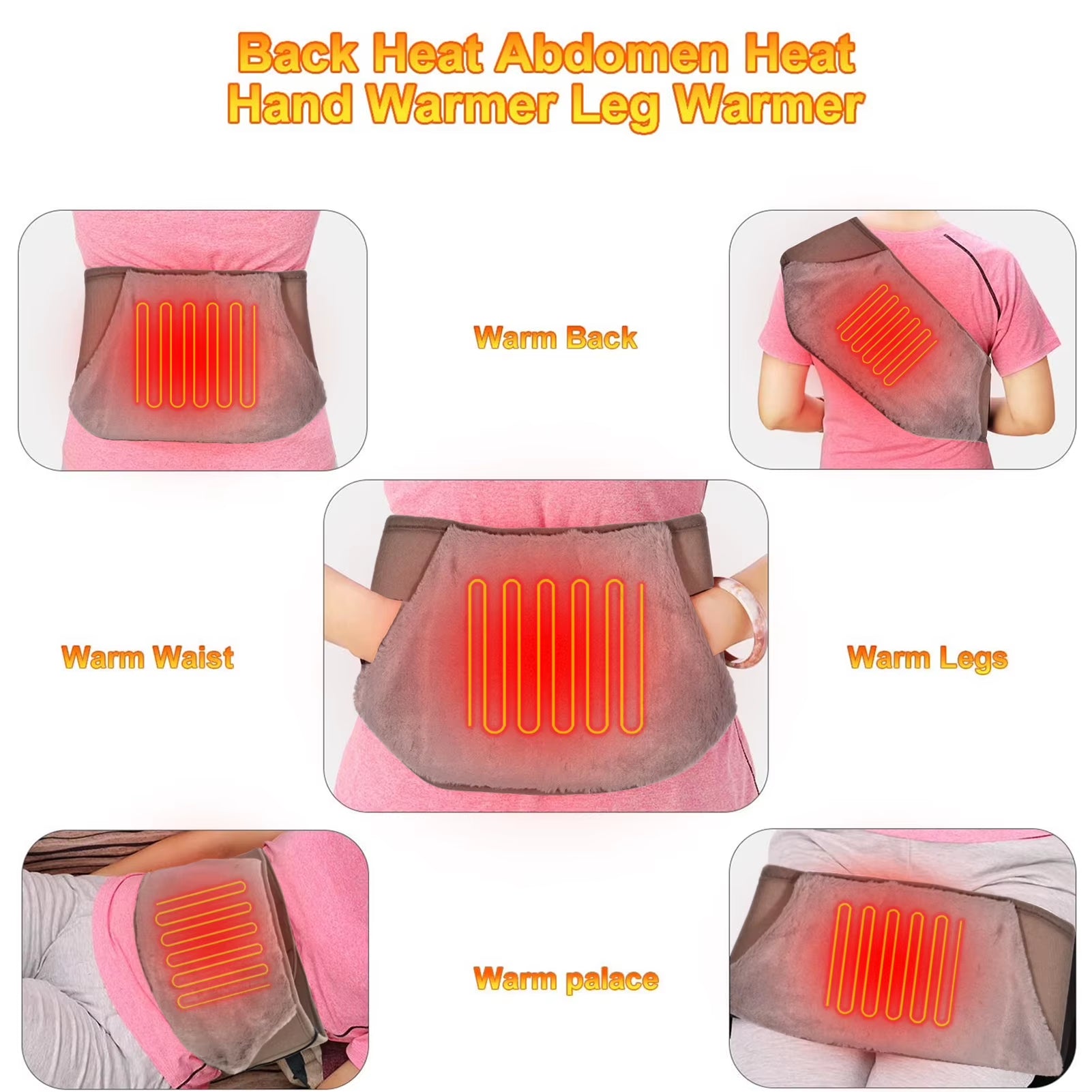 Adjustable USB Electric Heating Belt with Magnetic Therapy for Menstrual Cramp, Lumbar, and Leg Pain Relief