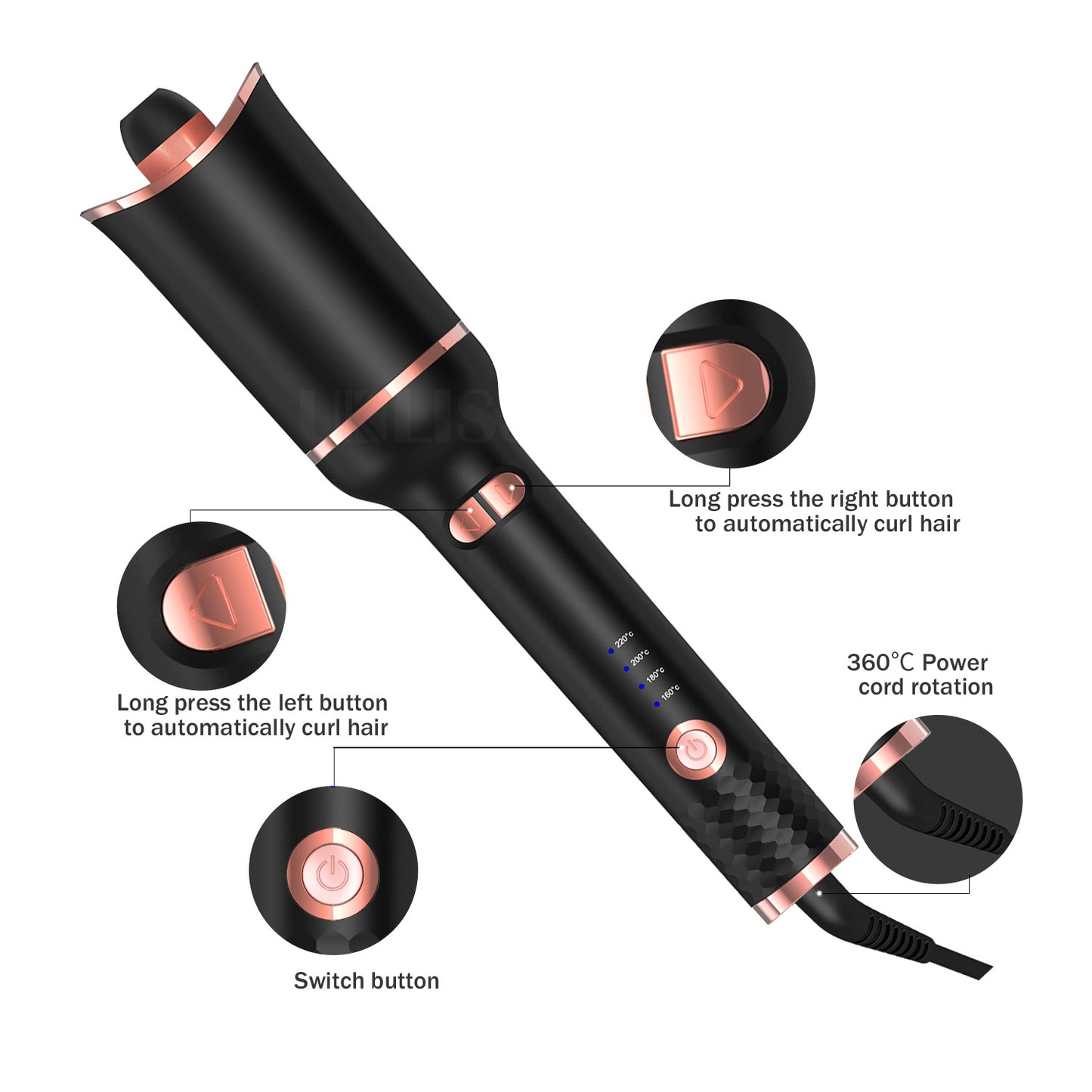Automatic Rotating Hair Curler with Negative Ion Technology