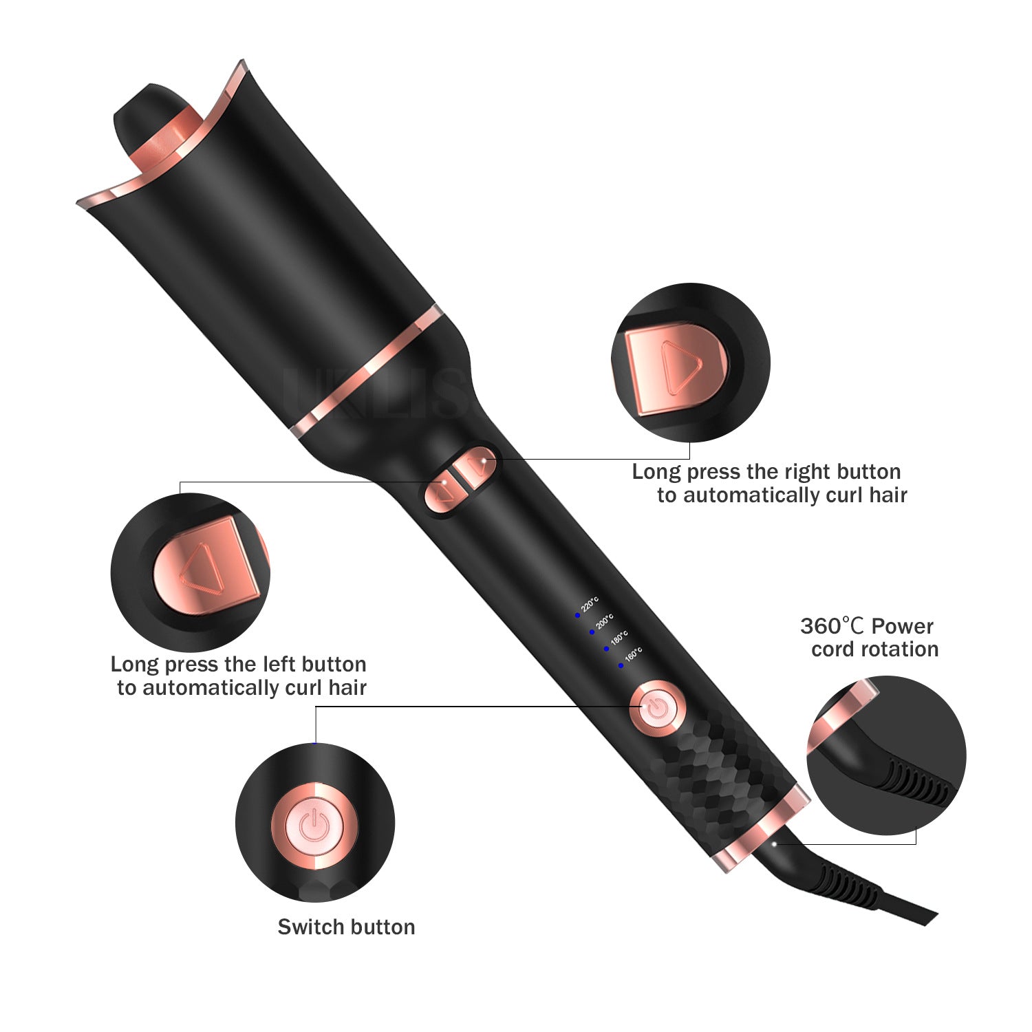 Automatic Rotating Hair Curler with Negative Ion Technology