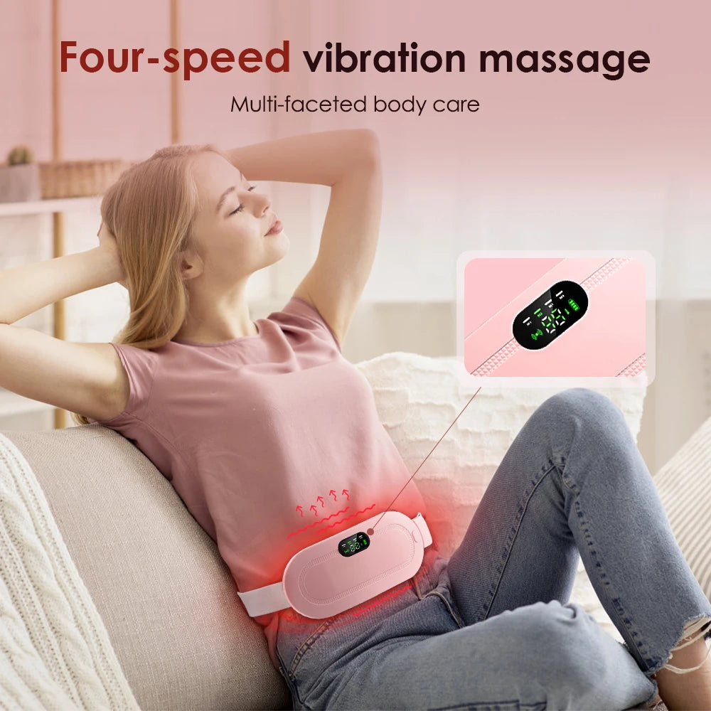 Electric Menstrual Cramp Relief Massager with Heating and Vibration for Abdominal Comfort