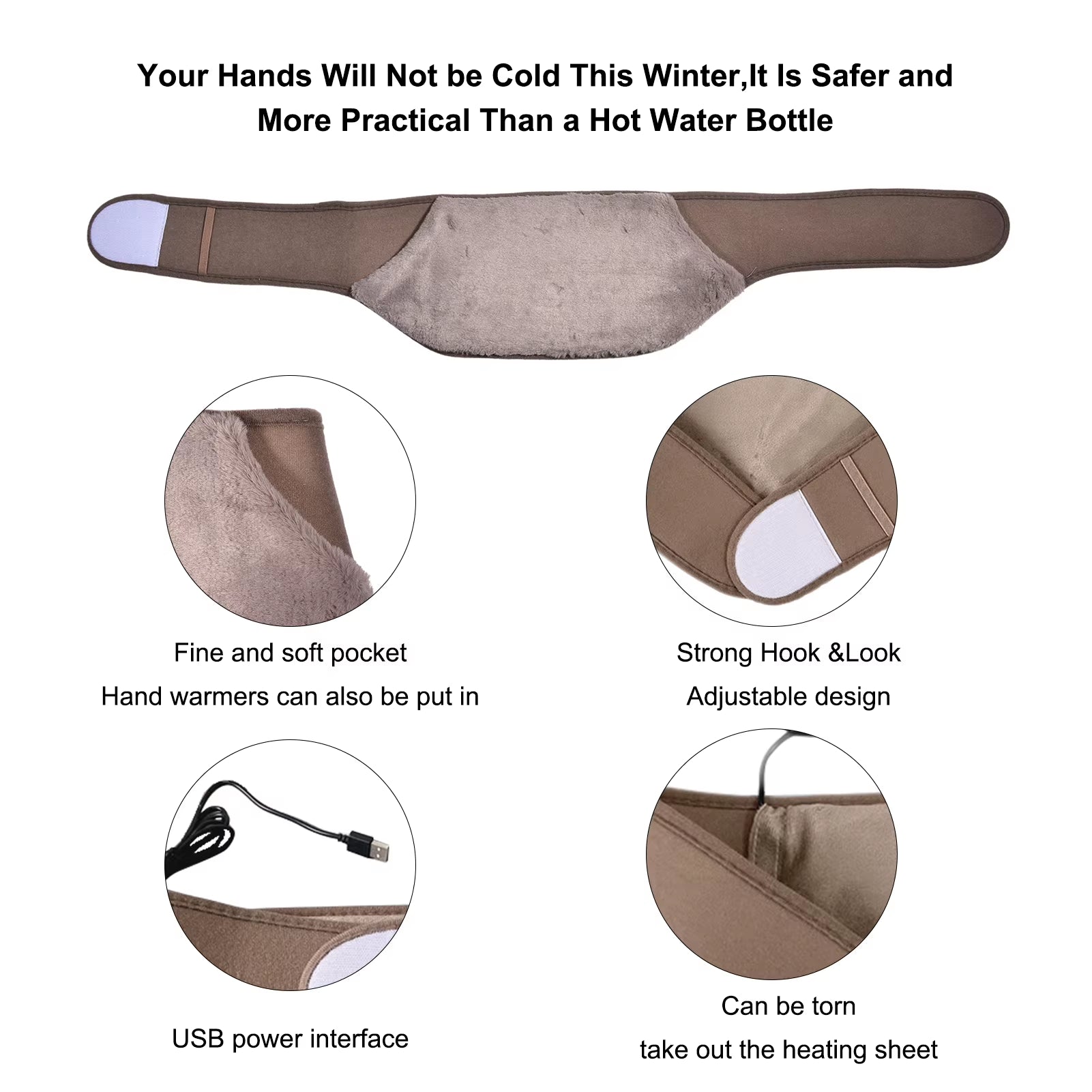 Adjustable USB Electric Heating Belt with Magnetic Therapy for Menstrual Cramp, Lumbar, and Leg Pain Relief