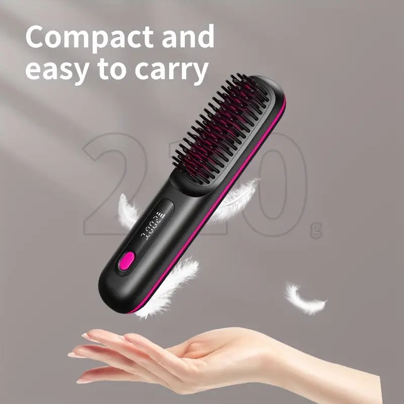 Wireless 2-in-1 Hair Straightener Brush – Style, Curl & Shine Anywhere