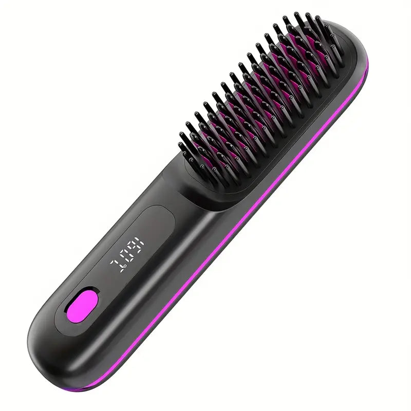 Wireless 2-in-1 Hair Straightener Brush – Style, Curl & Shine Anywhere