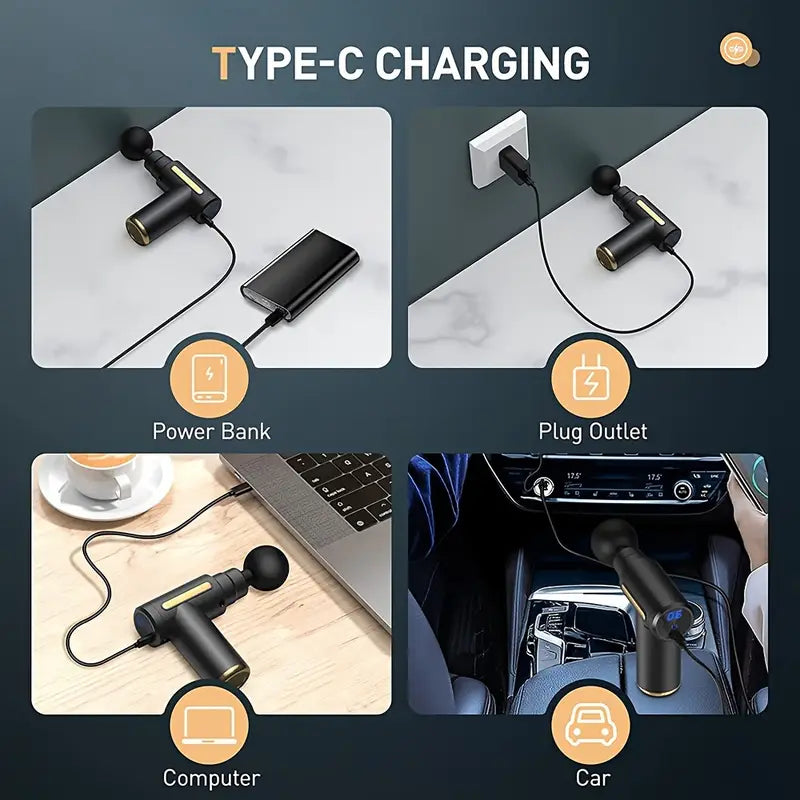 Mini Portable Fascia Massage Gun – Deep Tissue Percussion Massager