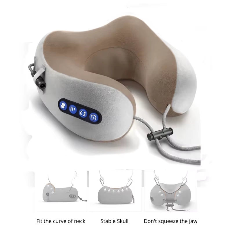 Multifunctional Portable U-Shaped Electric Neck and Shoulder Massager Pillow for Home and Travel Relaxation