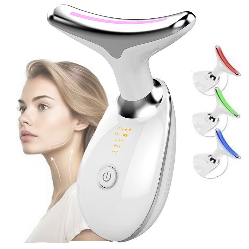 LED Facial and Neck Massager with Three Light Modes for Skin Tightening - Available in 3 or 7 Color Options