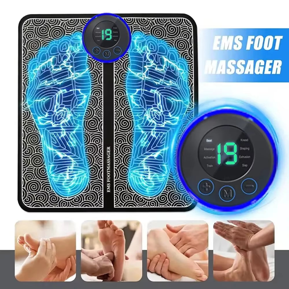 Advanced Multifunctional Foot Massage Pad with 8 Modes and 19 Intensity Levels for Fatigue Relief, USB Rechargeable